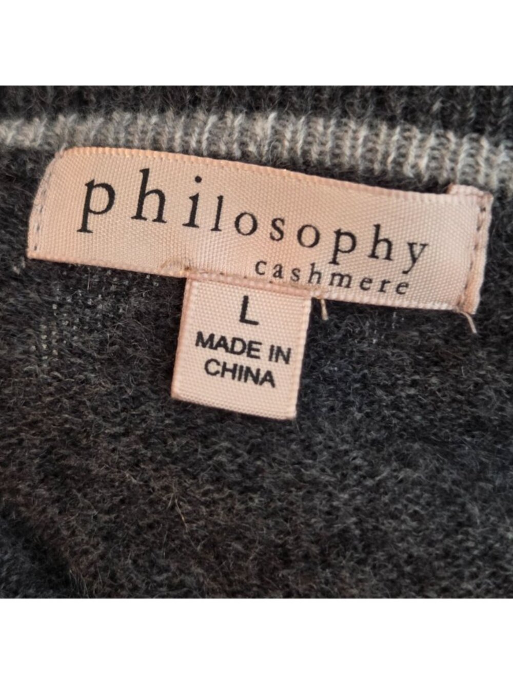 Philosophy Women's Cashmere Star Sweater Gray Pink Fuchsia Cozy Chic L - Picture 7 of 9